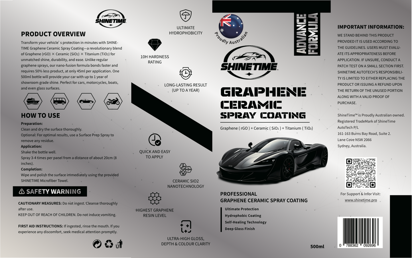 ShineTime™ Graphene Car Ceramic Spray Coating –500ml